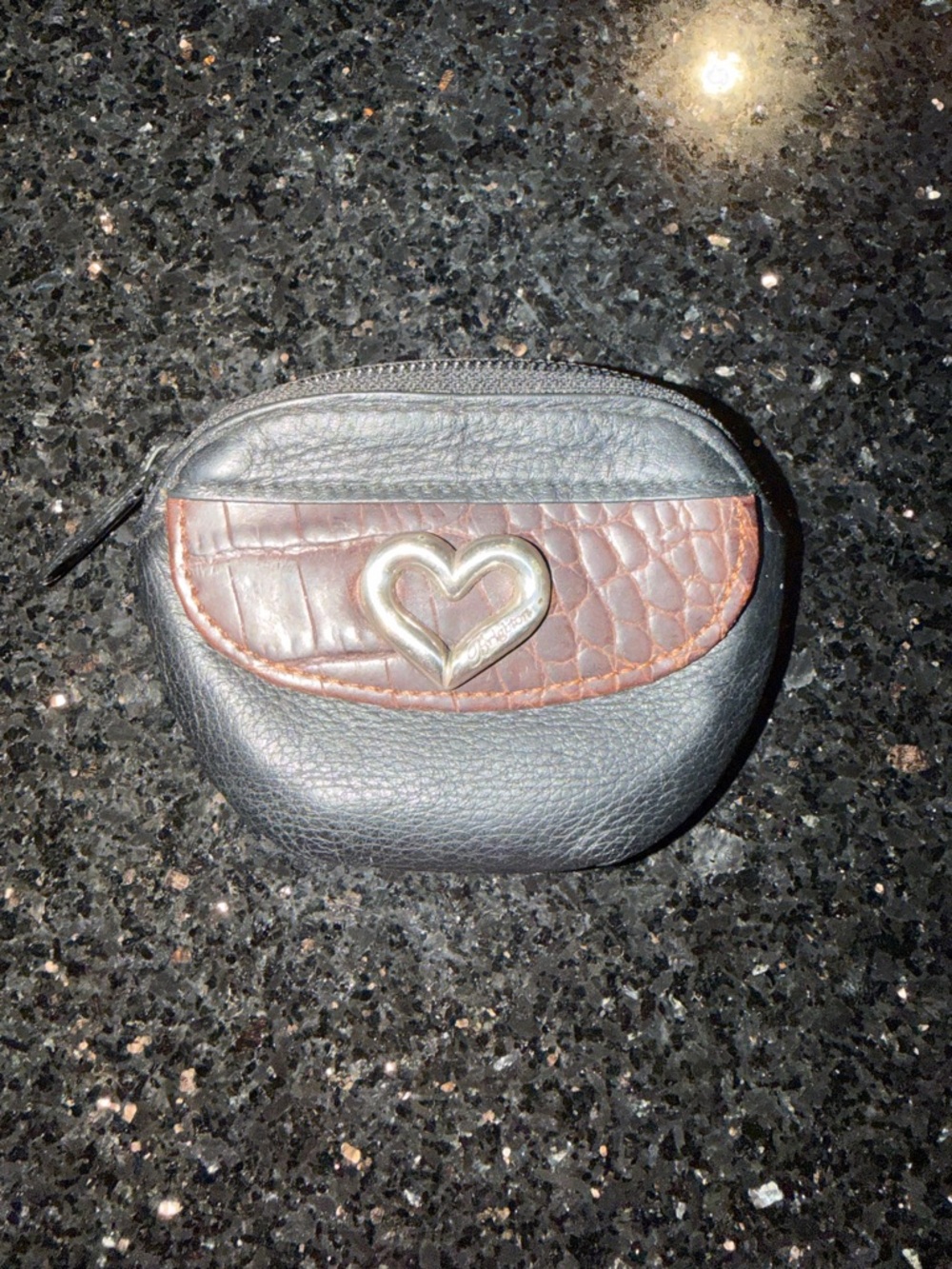 Brighton Heart Accent Black and Brown Leather Coin Pouch Purse